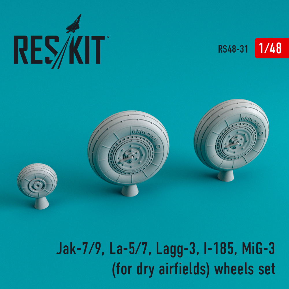 1/48 Jak-7/9, La-5/7, Lagg-3, I-185, MiG-3  (for dry airfields) wheels set  for Zvezda, ICM, Alanger